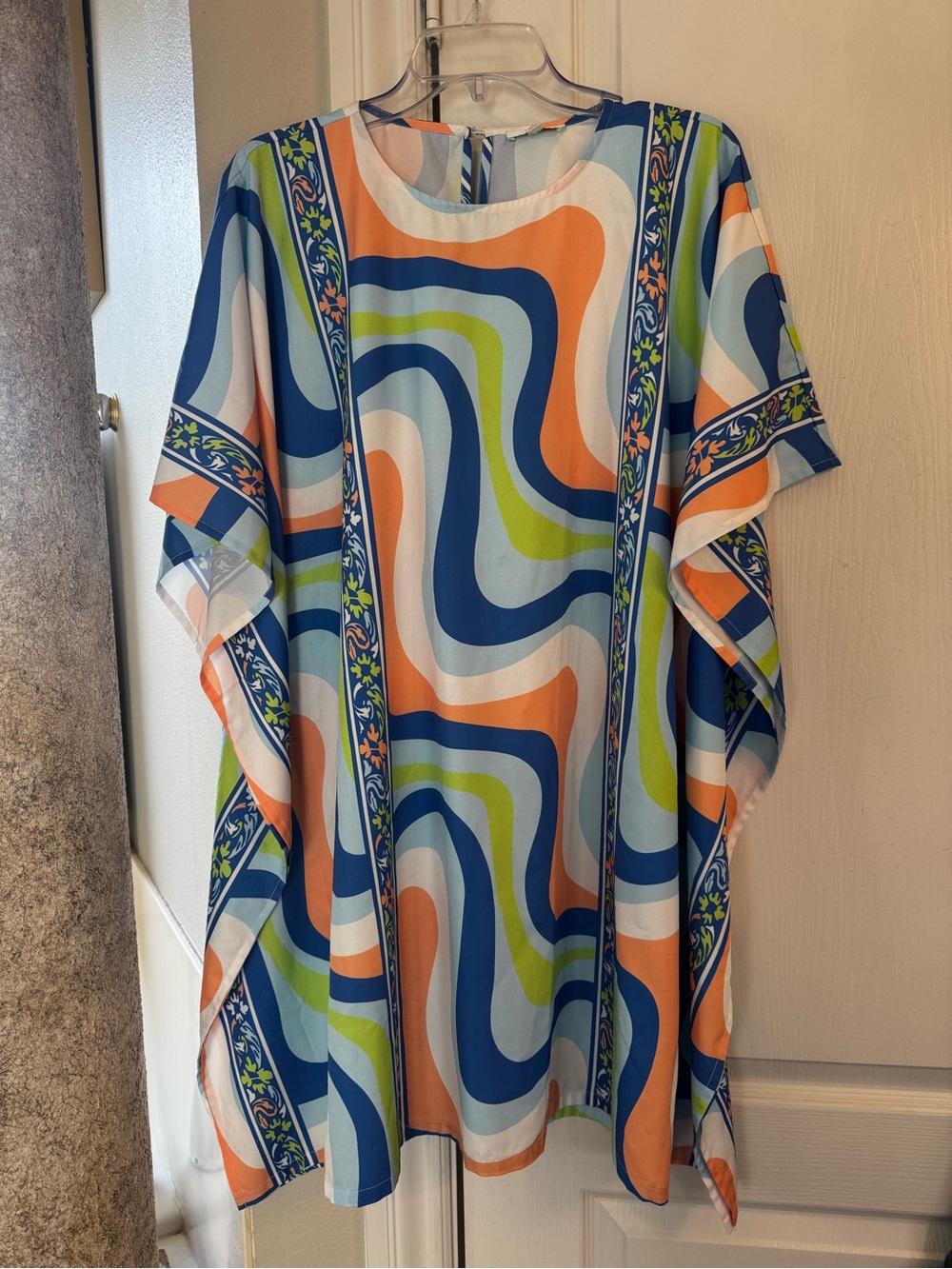 Jade Colorblock Cover Up- Blue, Peach, Green, White